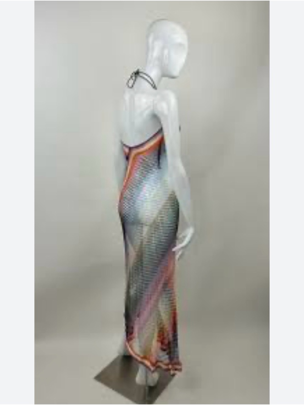 Multicolor Crochet Mesh Maxi Dress - Rainbow Stripes - Picture 5 of 7